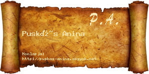 Puskás Anina névjegykártya